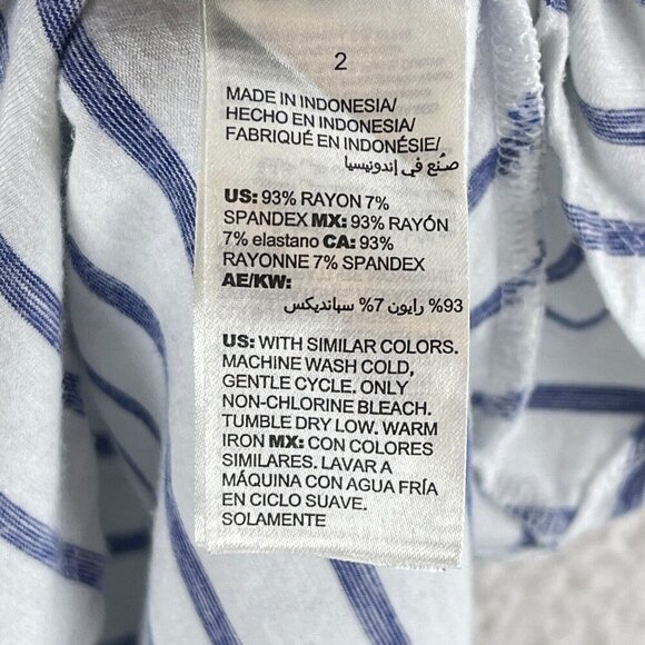 Chico's White Blue Striped Pullover Shirt Womens Stretch Short Sleeve Size Large - Picture 9 of 12